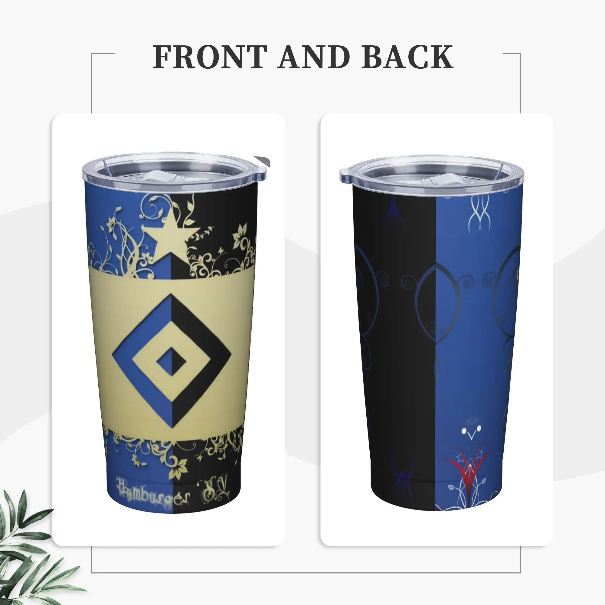 HSV German Soccer Club Tumbler Insulated Hamburgers SV Bundesligas Coffee Cups Vacuum Flask Smoothie Tea Mug Water Bottle, 20oz