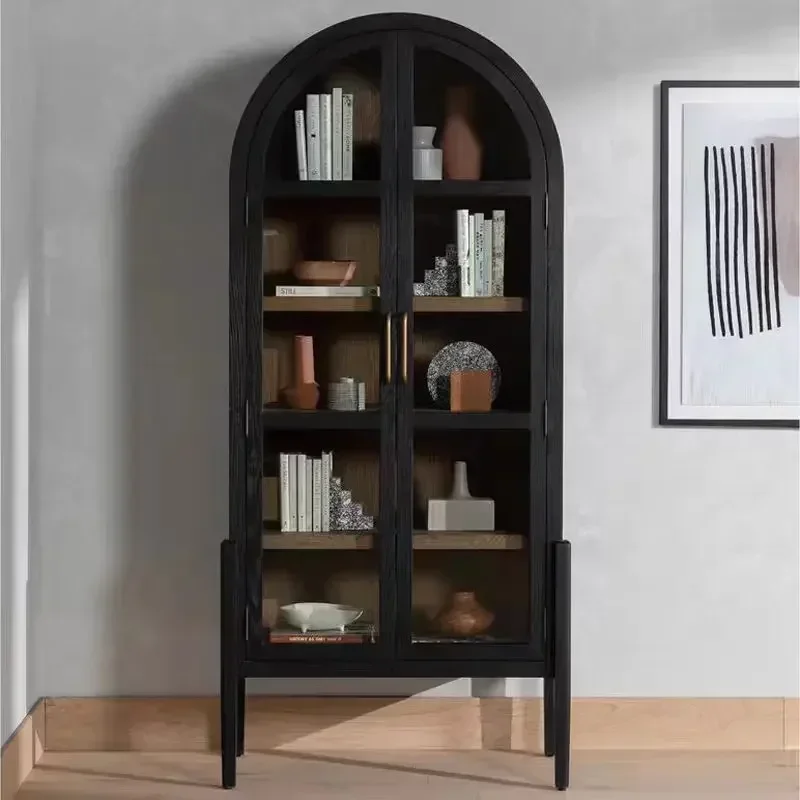 

44American French Nordic Arched Door Home Living Room Glass Bookcase Display Storage CabinetLX