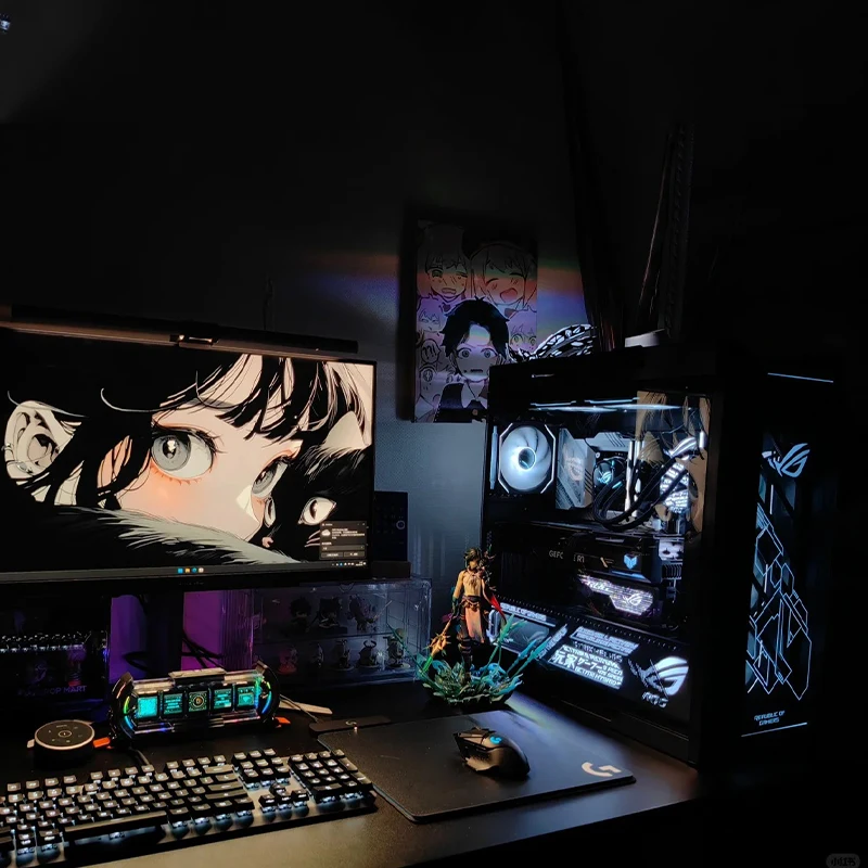 هيكل سطح المكتب Rog Gx601 Rgb هيكل شفاف جانبي كامل البرج Atx مبرد بالماء ملحقات ألعاب الرياضة الإلكترونية هيكل المضيف
