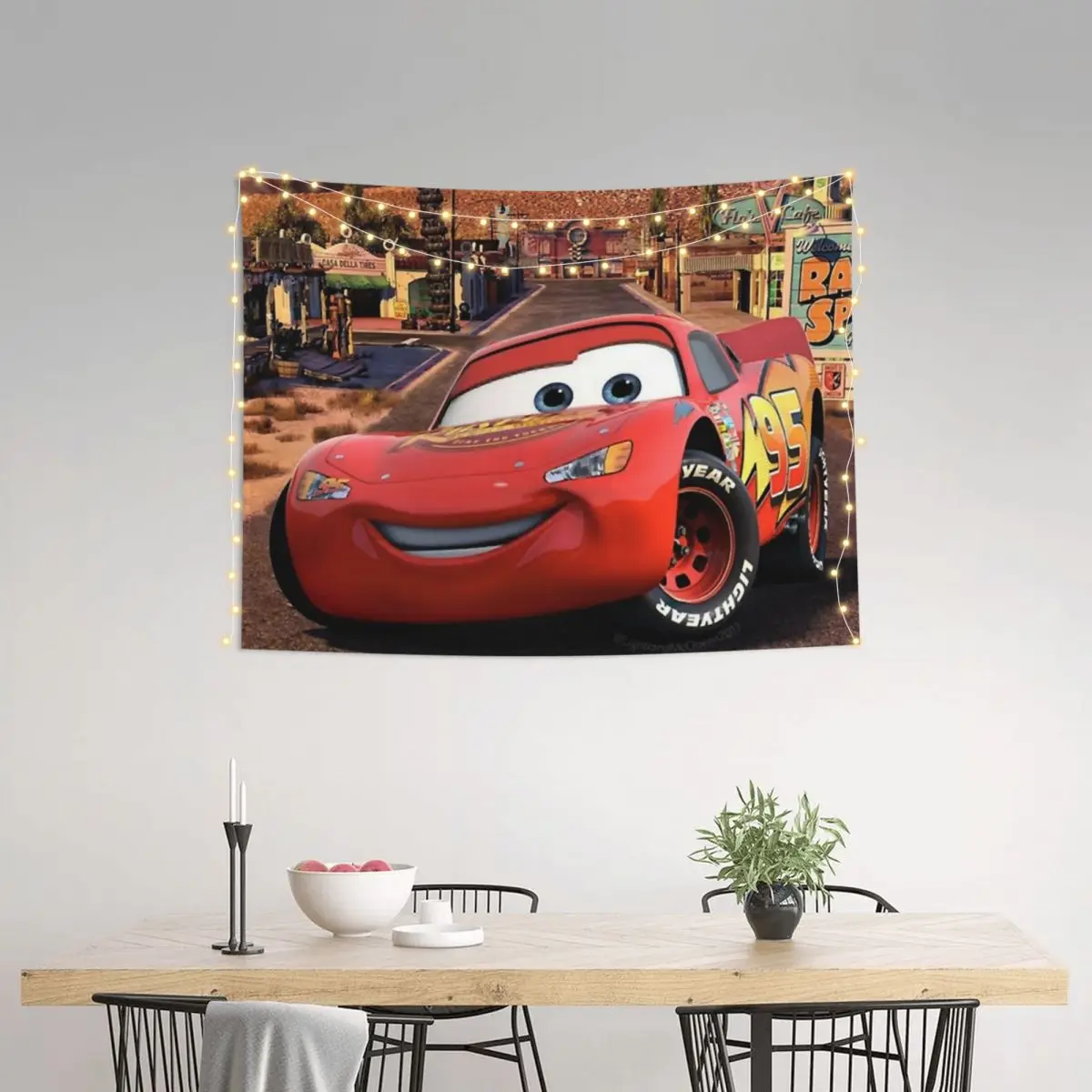 Sally I'm Lightning Cars Tapestry Colorful Polyester Wall Hanging Mcqueen Room Decoration Beach Mat Psychedelic Wall Carpet