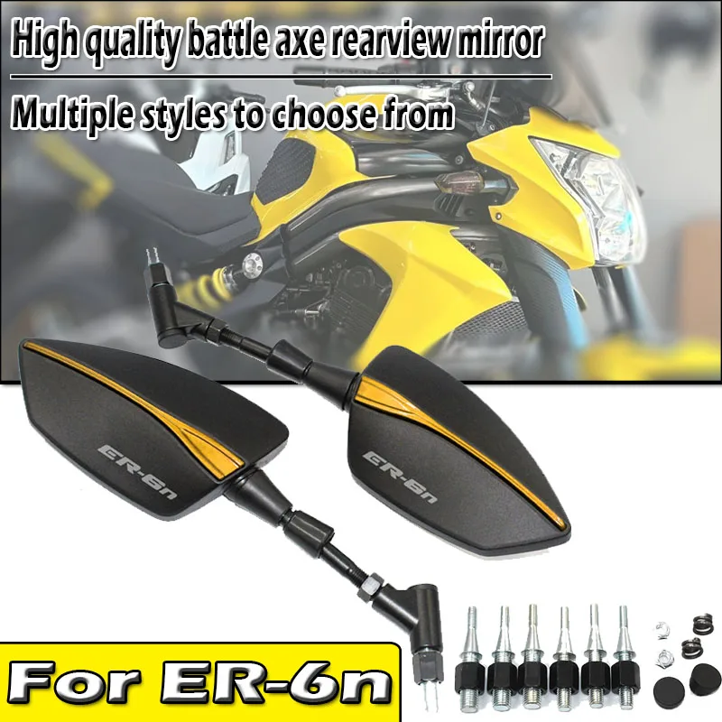 For ER-6N ER6N 2006-2016 8/10mm New High Quality Universal Motorcycle Tomahawk Rear View Mirror LOGO ER-6n
