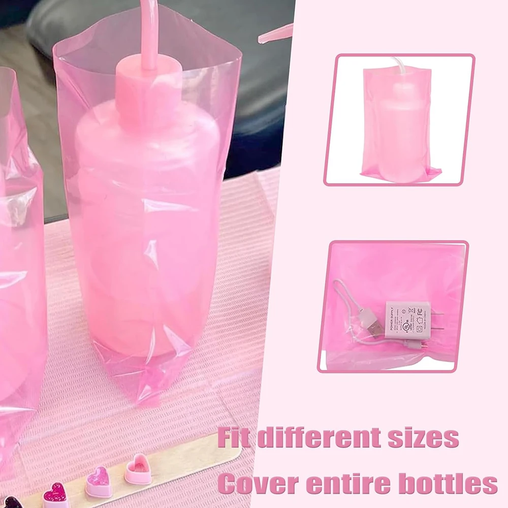 250pcs Pink Tattoo Spray Bottle Bags Wash Bottle Disposable Cover Bags Plastic Bags Clear Tattoo Supply Accessories Supplies