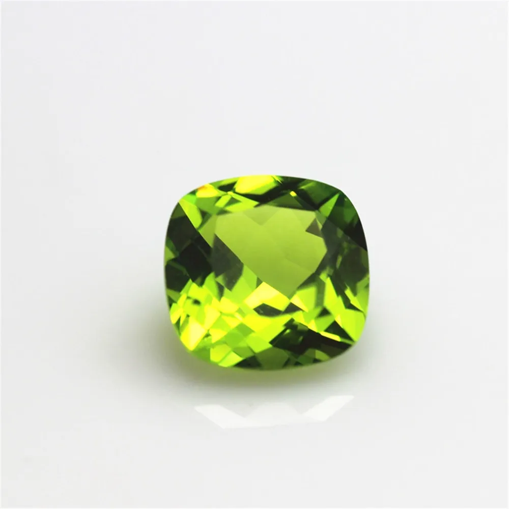 High Quality Peridot Square Faceted Gemstone Cushion Cut Peridot Gem 10x10mm PD018