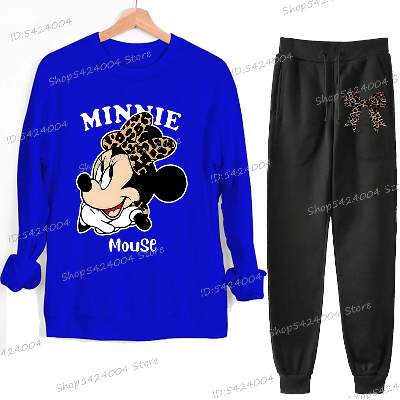 ليوبارد طباعة القوس ميني ماوس البلوزات المطبوعة وسراويل مجموعة للنساء موضة الترفيه ميني ماوس ملابس رياضية 2 قطعة مجموعة الهدايا #3
