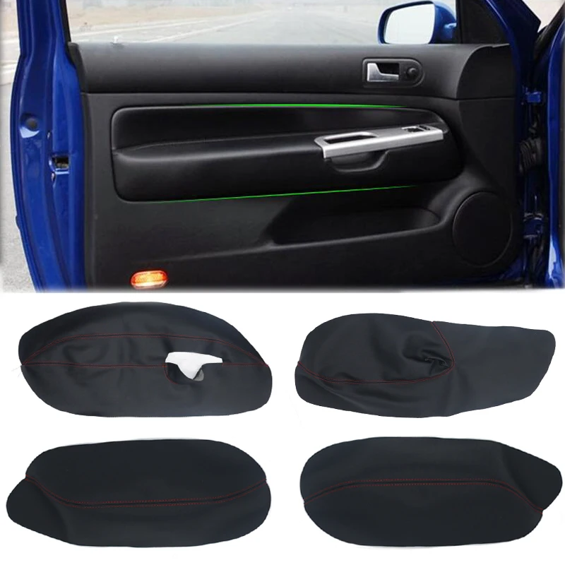 For VW Golf 4 MK4 Jetta 1999-2005 ONLY 3 DOORS Car Microfiber Leather 4pcs Door Armrest Panel Cover Protective Trim