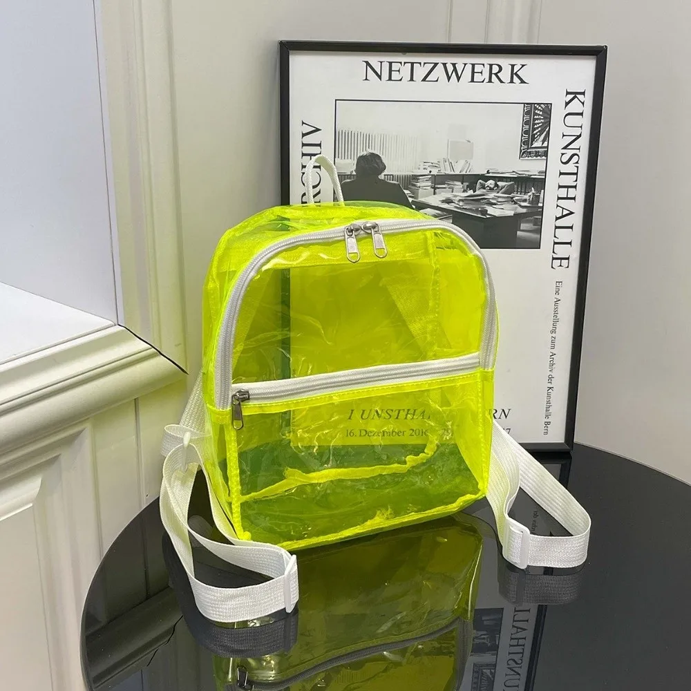 Clear PVC Transparent Backpack Multifunctional Pockets Water-Resistant Jelly Beach Bag Waterproof Adjustable Straps