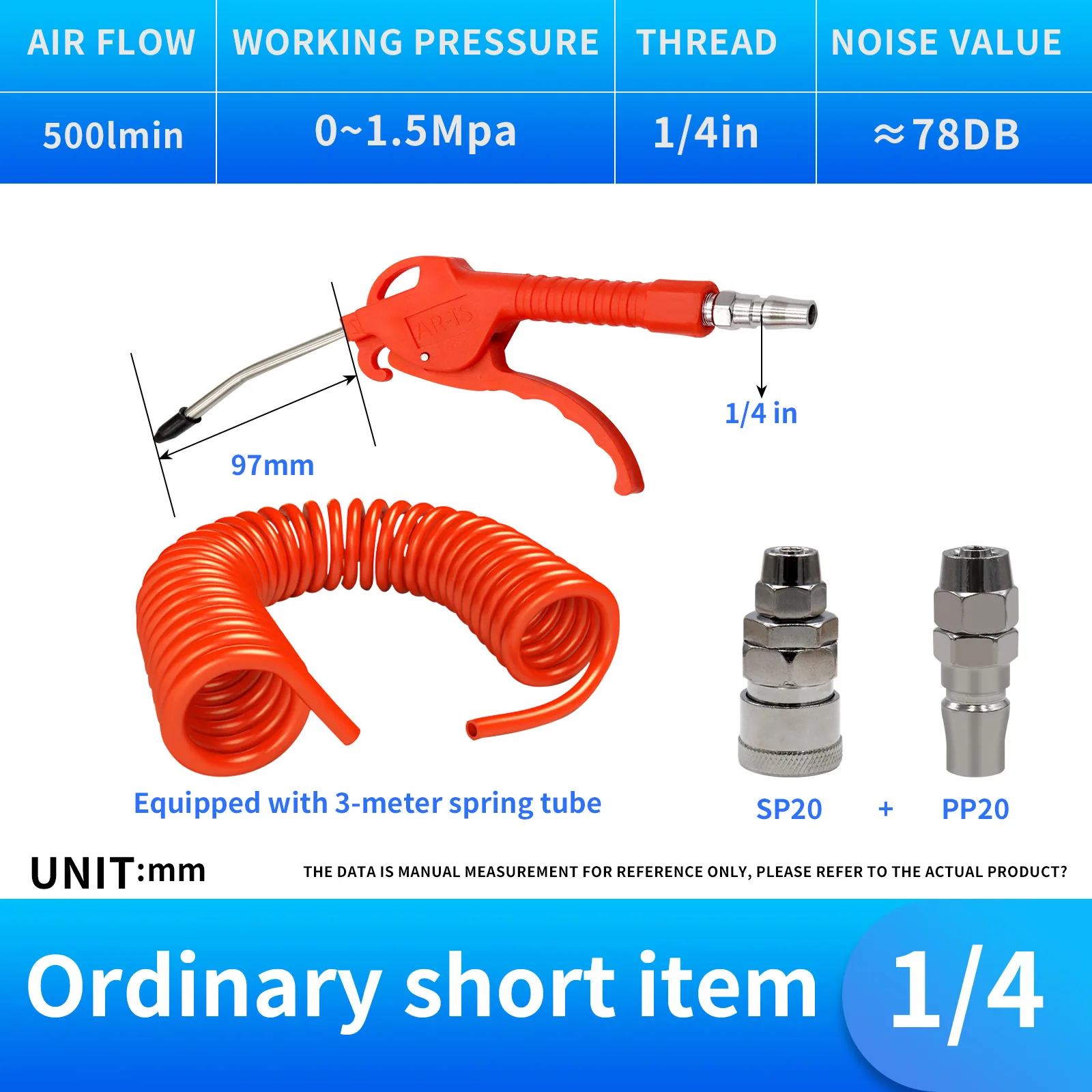 PNEUMATIC Industrial Air Blow Gun with,Pneumatic Air Compressor Accessory Tool Dust Cleaning and Blower Gun （1 set）