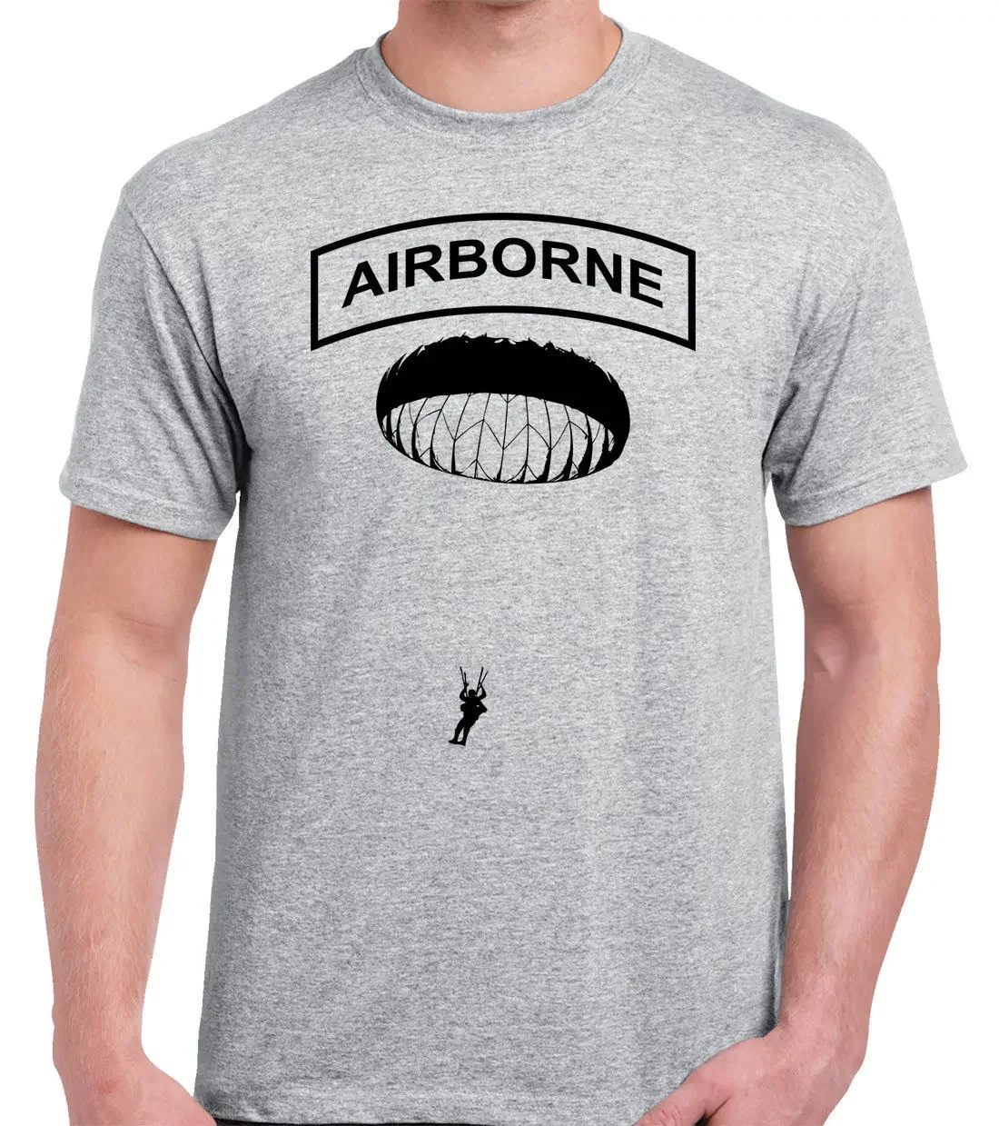 

Airborne T-Shirt Black Ink Paratrooper 82nd Fashion Casual Print T Shirt Human Race Hip Hop Clothing Cotton Short Sleeve T Shirt