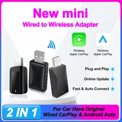 2IN1 Wireless CarPlay Android Auto Wireless Adapter Smart USB Dongle Mini Box Plug And Play WiFi Fast Connect