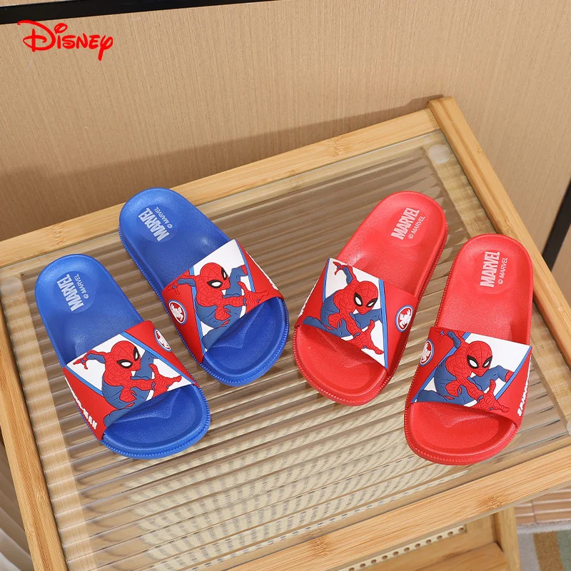 

Disney Kids Slippers for Boys Summer Beach Indoor Slippers Cartoon Spiderman Home Soft Non-Slip Slippers Garden Shoes Size 17-22