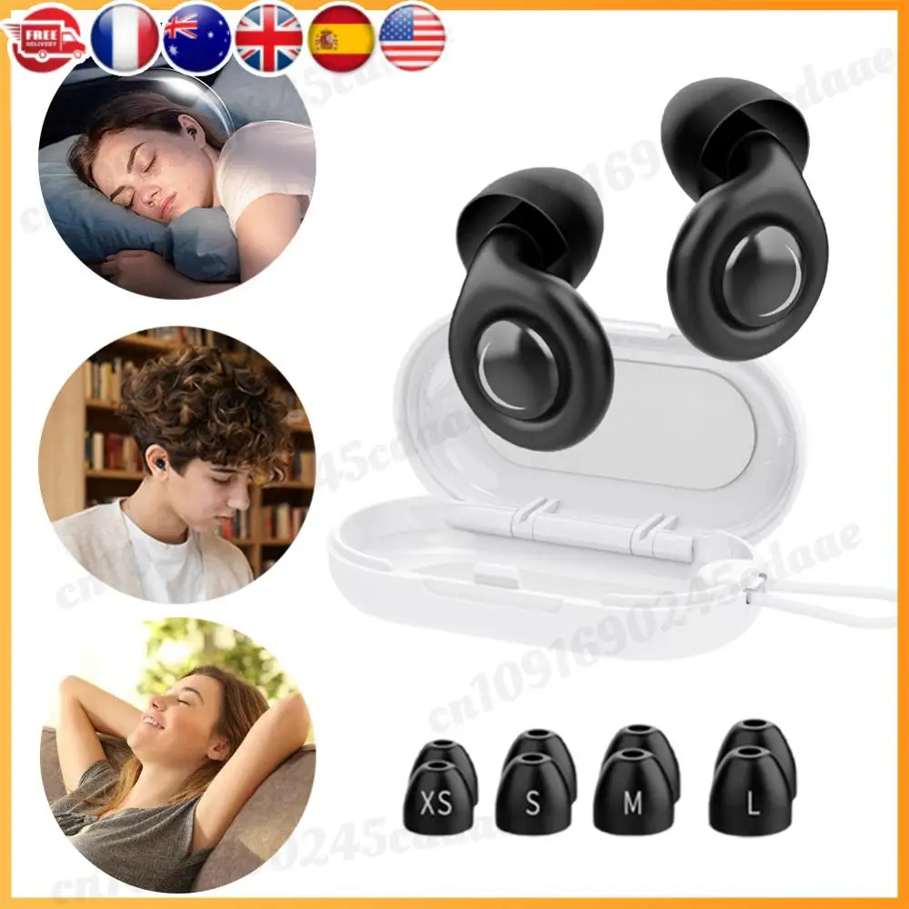 Reusable Silicone Sleep Motorcycle Earplug Anti-Noise W/10 Eartips & Case(White)