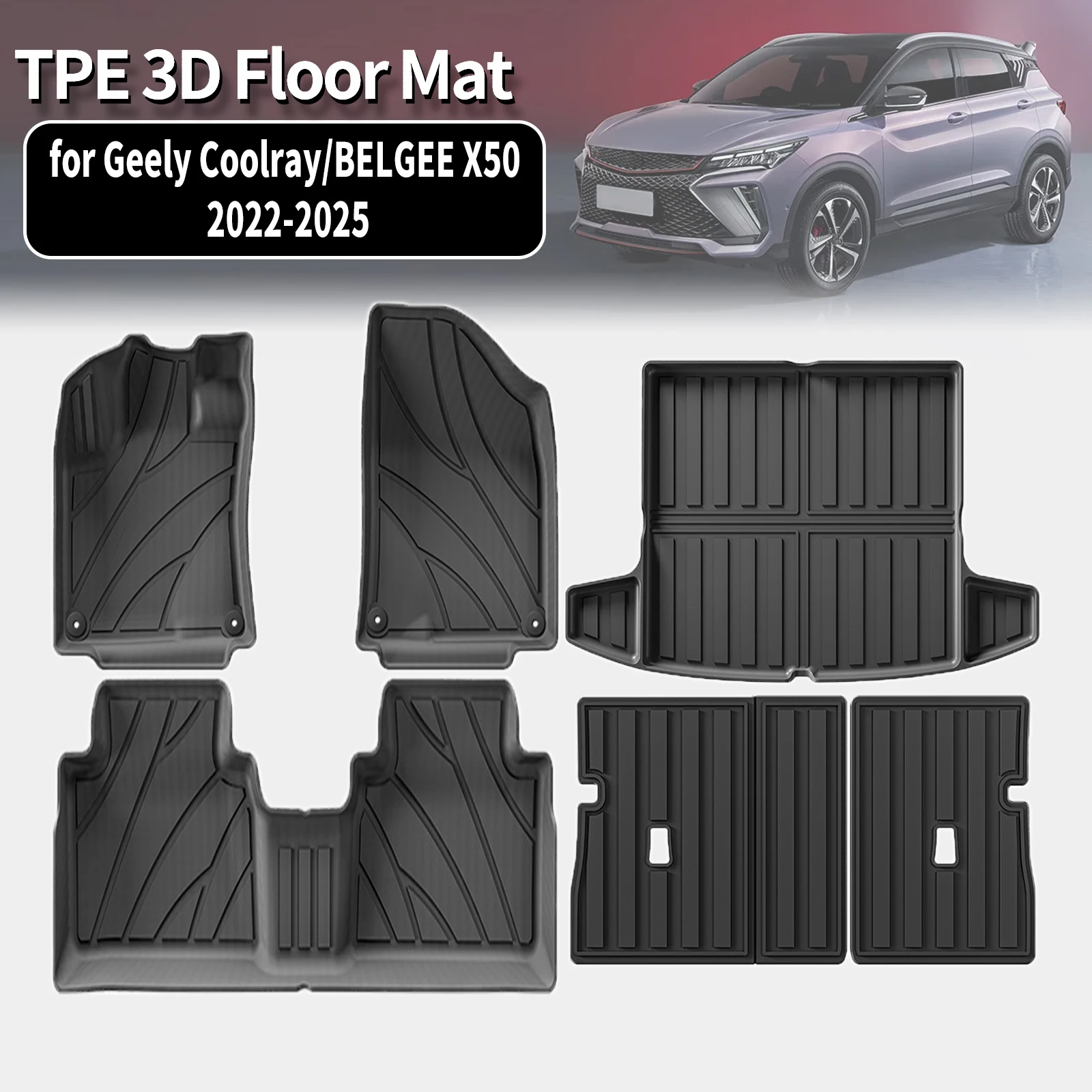 for Geely Coolray BELGEE X50 2022 2023 2024 2025 LHD Eco-Friendly TPE Car Floor & Trunk Mats, Non-Slip Dustproof (Not For RHD)