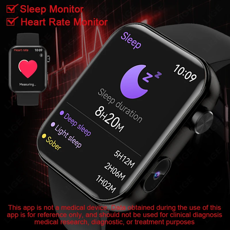 LIGE 512M Storage Smart Watch Men 1.91'' HD Large Screen Bluetooth Call Wristwatch Take Photo Vedio Local Music Sport Smartwatch