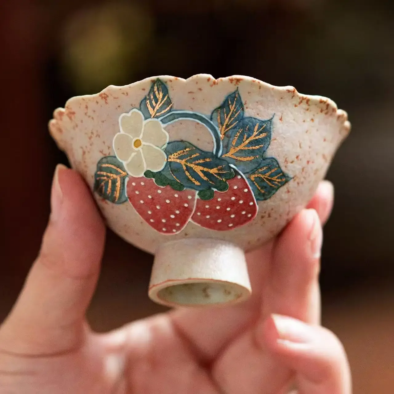 Flint Red Ceramic High-footed Cup Master Cup Hospitality Teacup Chinese Tea Table Small TeaCup Kung Fu TeaSet Coffeeware Teaware