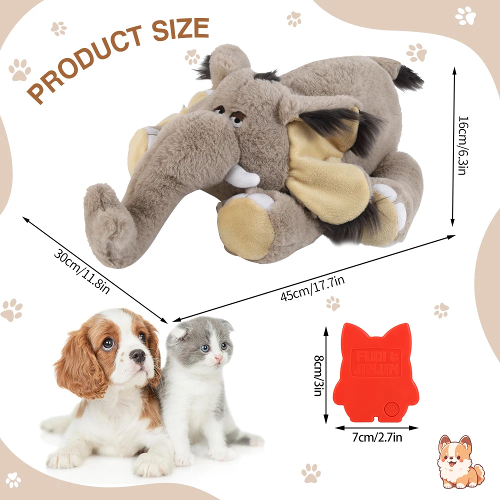 Mammoth Puppy Heartbeat Stuffed Toy for Dogs. Pet stress Relief and Calming Aid,  Heartbeat Toy  for Dog Relief