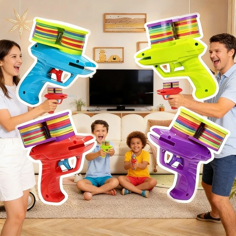 

New Three Hole Large Capacity Shooting Toy Outdoor Soft Toy Gun Children's Continuous Frisbee Toy Parent-child Interactive Prank