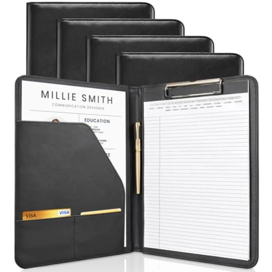 

Professional Padfolio with Clipboard Portfolio Folder Binder 8.5 x 11 Legal Pad Holder for A4 Letter Size Notepad Resume Writin