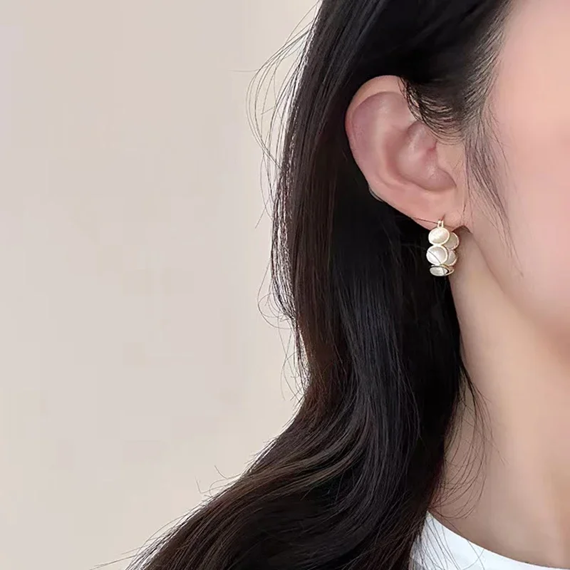 White & Green Stone Hoop Earrings — product information 4