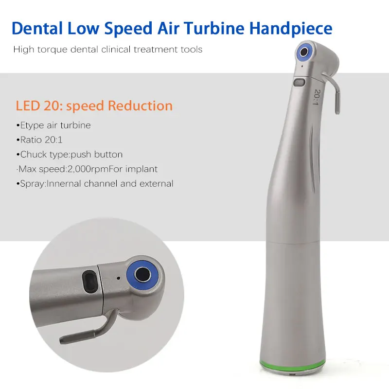 VVDental Dental 20:1 LED Fiber Optic Handpiece Grinder Counter-Angles Motor Accessories High Speed Motor Handle Dental Lab Tools