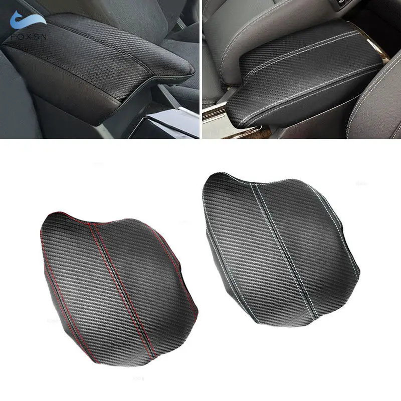 

For Honda Accord 9th 2014 2015 2016 LHD Carbon Fiber + Black Microfiber Leather Splice Car Center Console Armrest Box Cover Trim