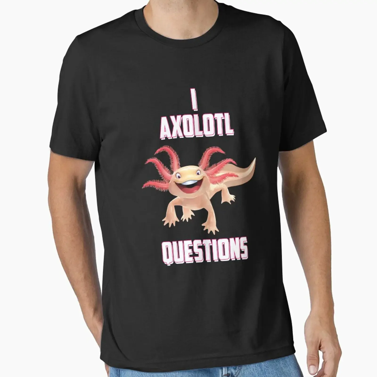 I ask Axolotl of questions Axlotl designed and sold by stonebridge97 vintage Washed Casual Soft Top For Everyday Wear Unisex