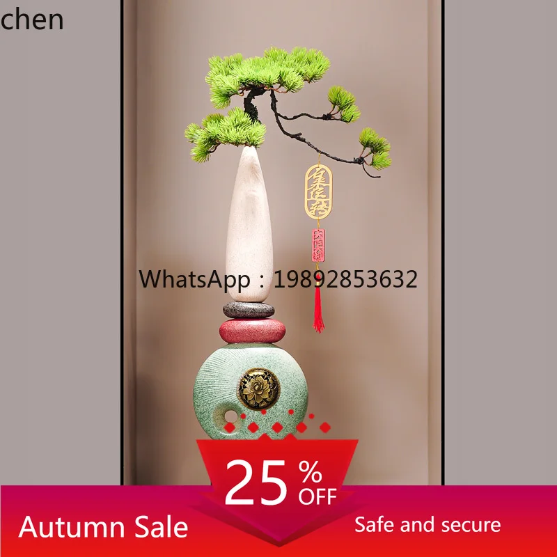 

Entrance Hallway Welcome Pine Vase Ornament Entrance Niche Screen Living Room Slim Vertical High Decoration