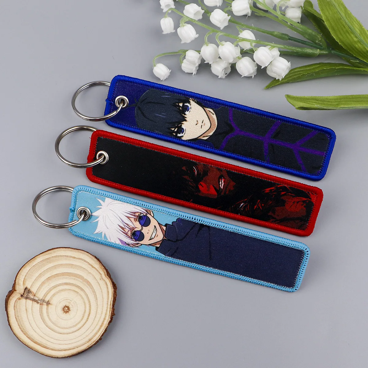 Gojo Satoru Cartoon Keychain for Motorcycle Manga Anime Key Chain for Men Gifts and Cars Key Tag Embroidery Key Fashion Jewelry