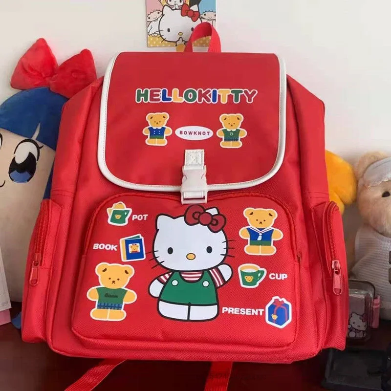 Sanrio Hello Kitty nowe czerwone torby studenckie koreański styl plecaki z postaciami z kreskówek śliczne torby kobiet torba na ramię Y2k plecak dla dziewcząt