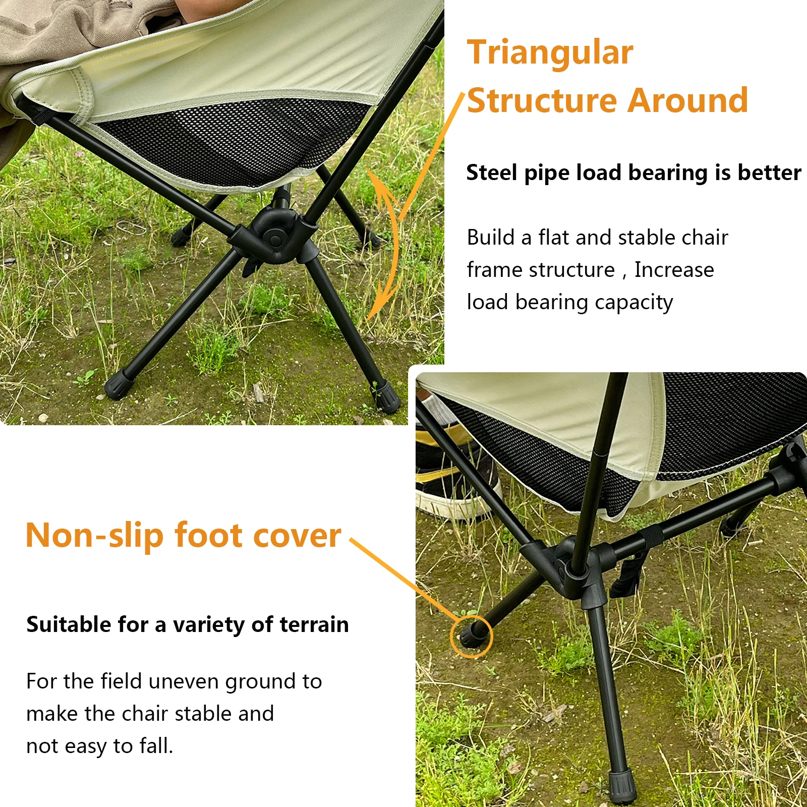 Detachable Portable Folding Moon Chair Outdoor Camping Chairs Beach Fishing Chair Ultralight Travel Hiking Picnic Seat Tools