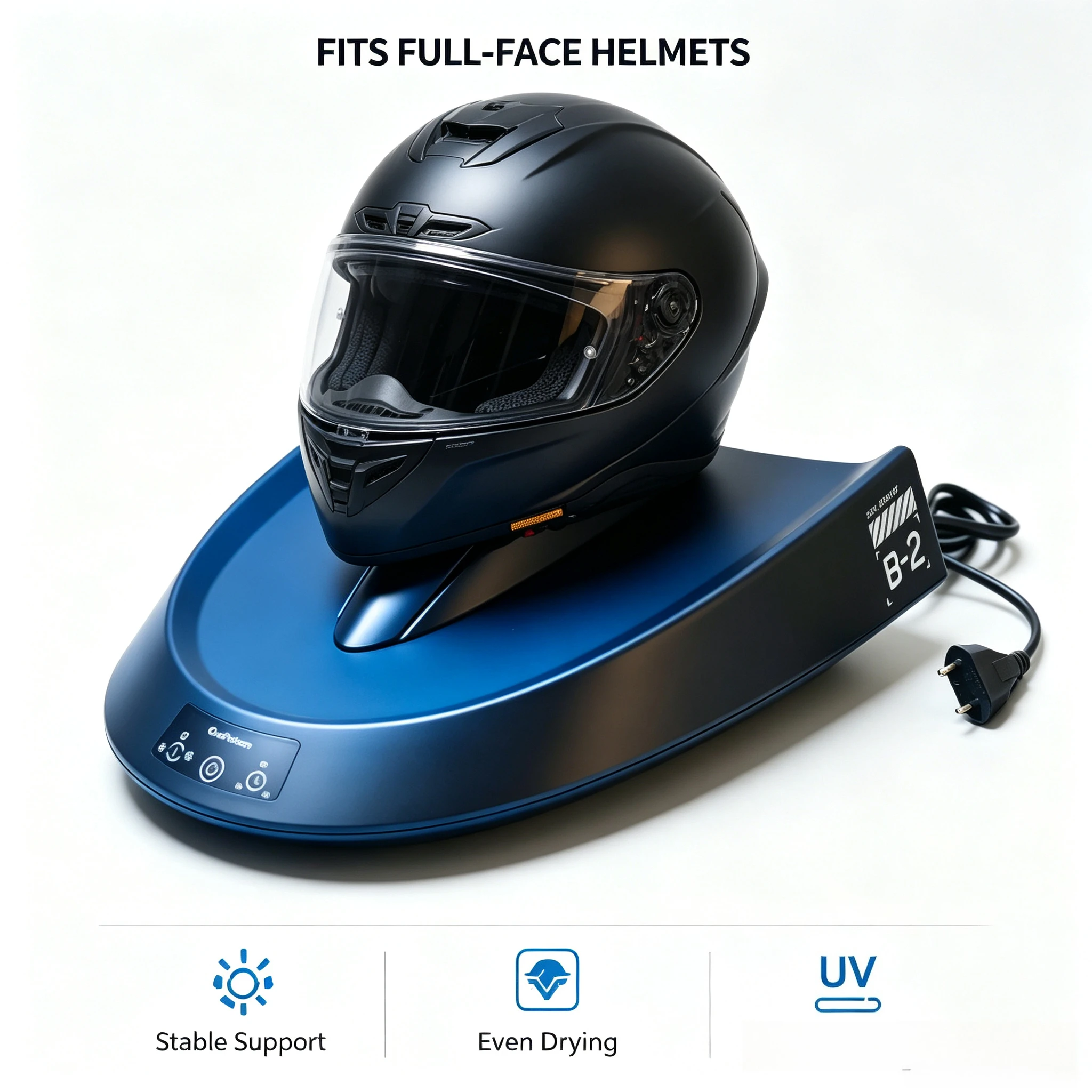 Smart Motorcycle Helmet Dryer Features Sterilization Dust Removal Functions Temperature Control Ambient Lighting