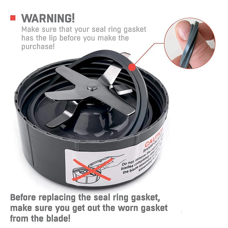 2X قطع غيار بديلة كوب وشفرة سعة 32 أونصة واستبدال جوانات مطاطية بحلقة الختم، متوافقة مع Nutribullet