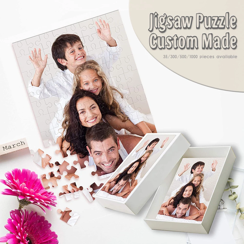 

Custom Made Jigsaw Puzzles 35/300/500/1000Pcs Wooden/cardboard Premium Quality Puzzles for Adults Children Toys for Kids Gifts