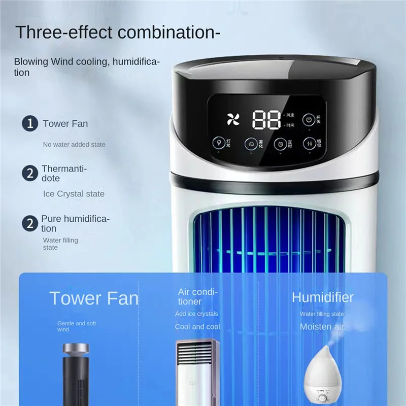 Portable Air Conditioner Home Mini Air Cooler Portable Air Conditioner for Office 6 Gears Wind Black White