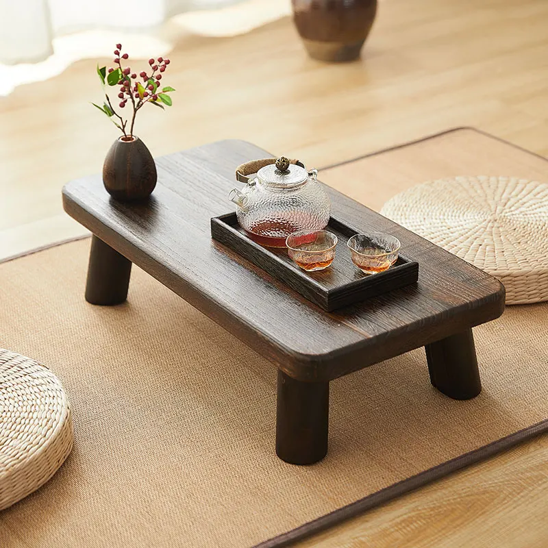 Japanse lage theetafel massief houten Tatami salontafels vloerzitbureau voor theehuis traditionele Kotatsu-stijl dorpelbijzettafel