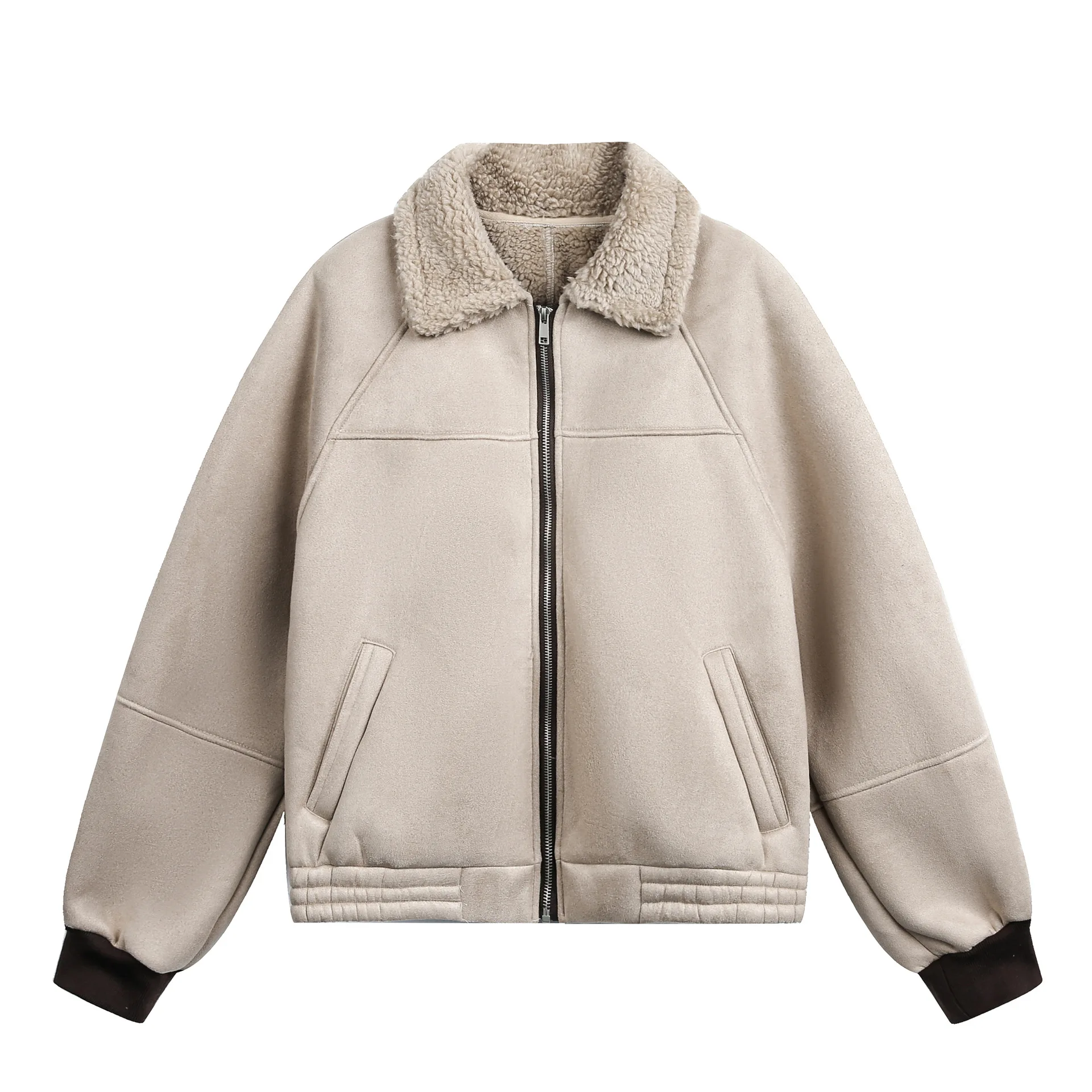 

Новое поступление зимы 2025 года, американская повседневная замшевая хлопковая куртка в стиле ретро с толстым воротником-стойкой для мужчин и женщин