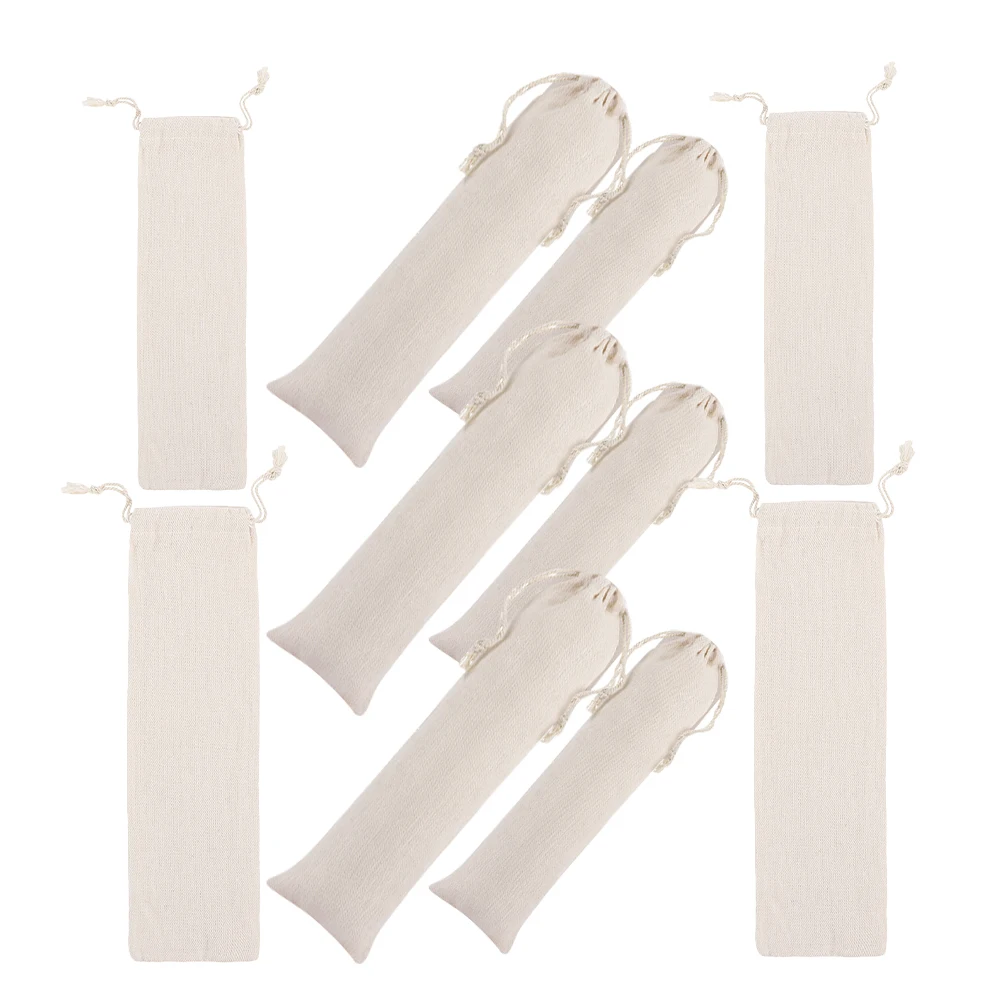 

10Pcs Cotton Linen Straw Drawstring Bags Portable Cutlery Packing Pouch Storage Case for Picnic Work School Restaurant