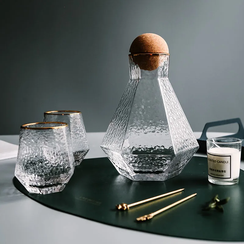 Nordic Simple Geometric Glass Decanter Wine Set Creative Home Bar Accessories