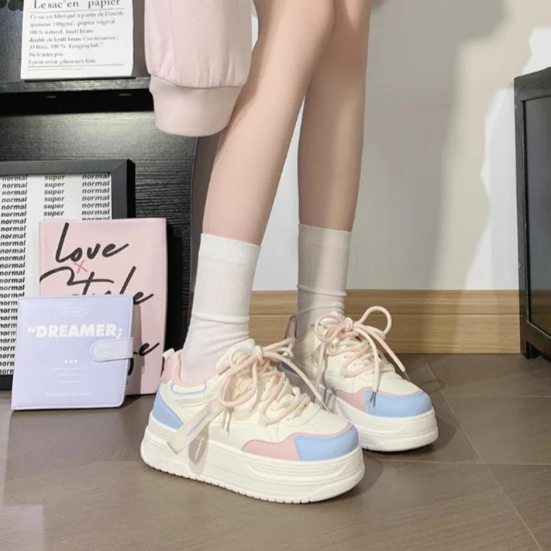 Zapatillas Autumn Women Skateboard Shoes Platform Casual Sneakers Fashion Breathabe Round-toe Vulcanized Shoes Women's Trainers view 6