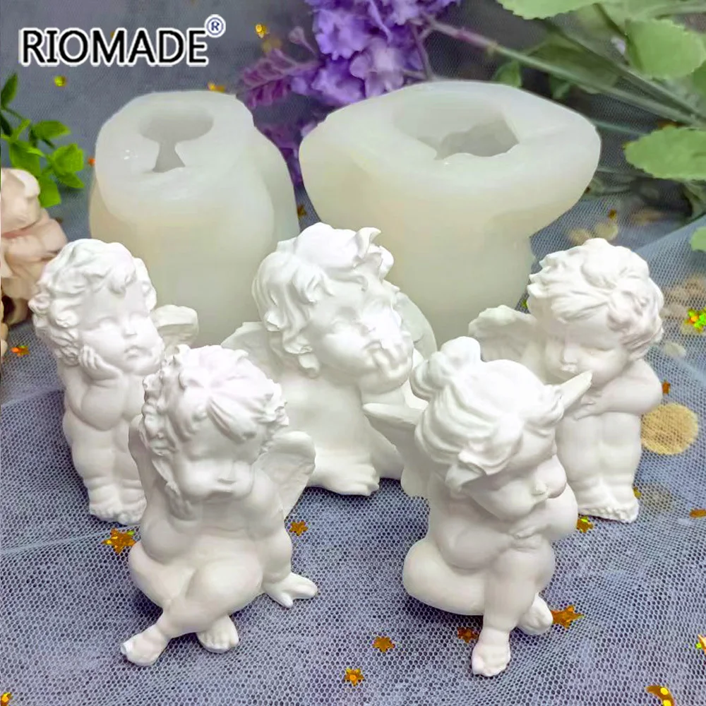 Cute Creative Angel Candles Mould Aromatic Resin Baking Appliance Cake Decoration Cupid Gypsum Chocolate Diy Silicone Mold