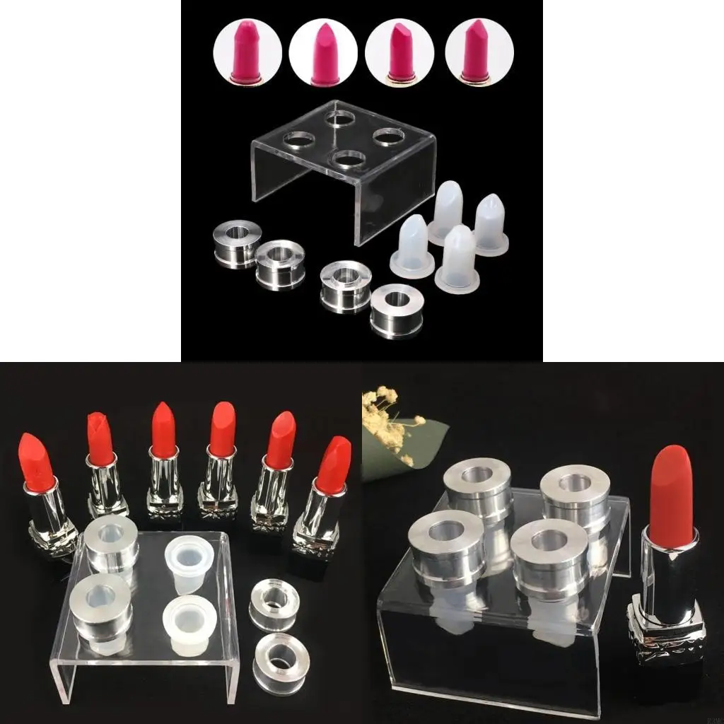 R3MC 9 PCS Silicone Lipstick Mold Kits Simple DIY Making Cosmetic Mold Lip Balm Mold