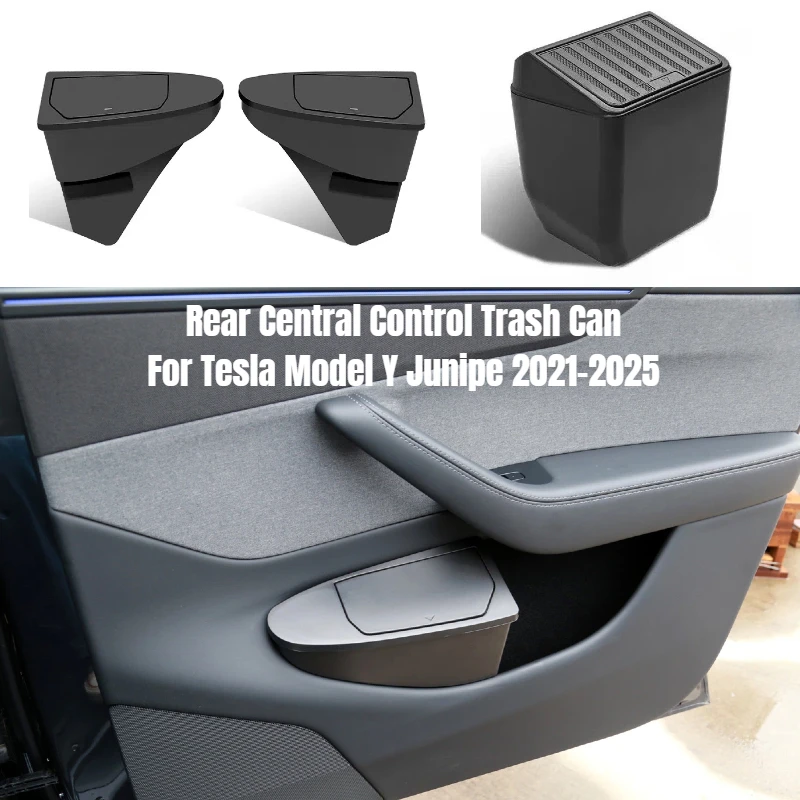 

Front Door Trash Can for Tesla Model Y Juniper 2021-2025 Car Accessories Rear Central Control Garbage Bin Waterproof Storage Box