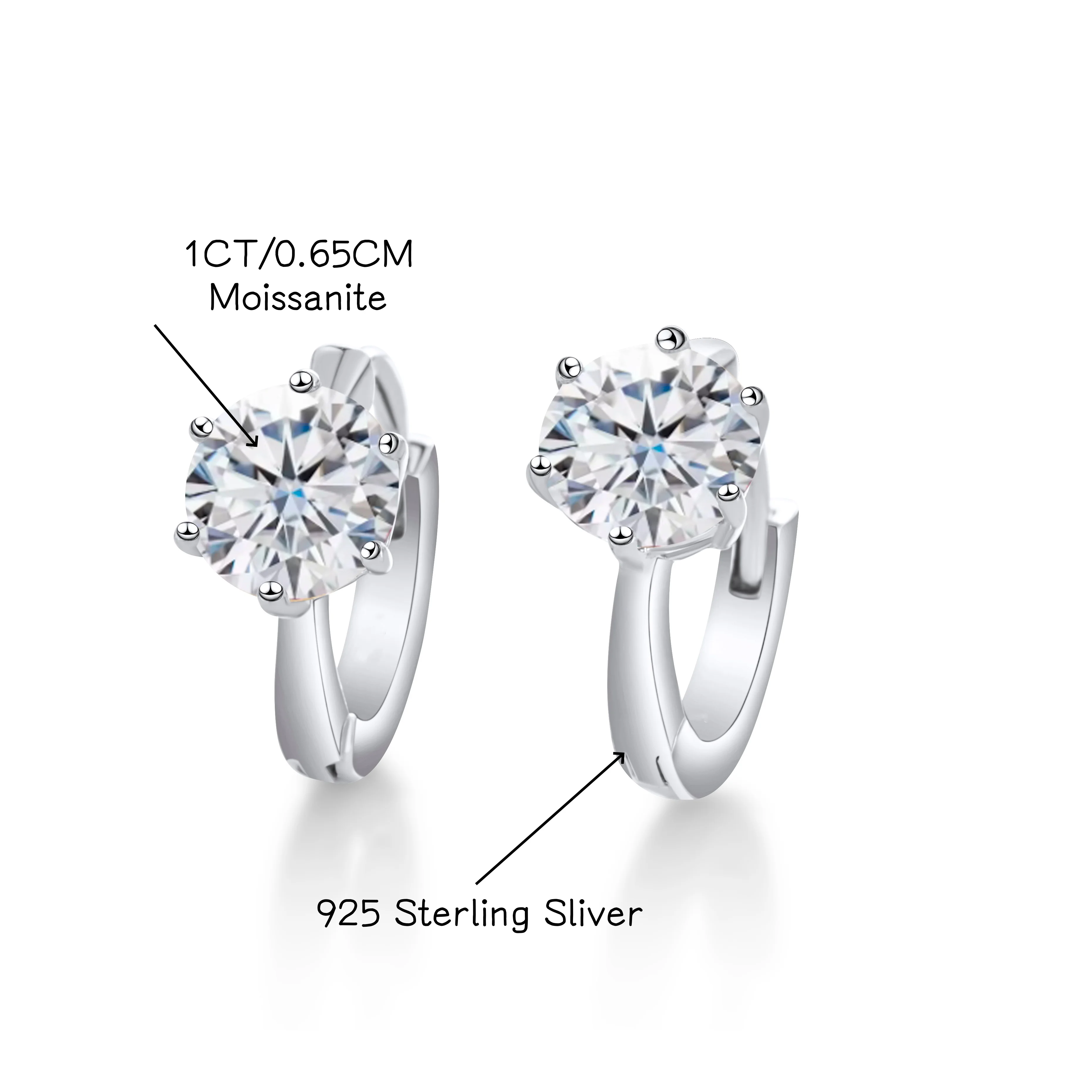 

Bague Ringen 925 Sterling Silver Women's Dangle Earrings | 1CT Moissanite | Wedding & Daily Wear