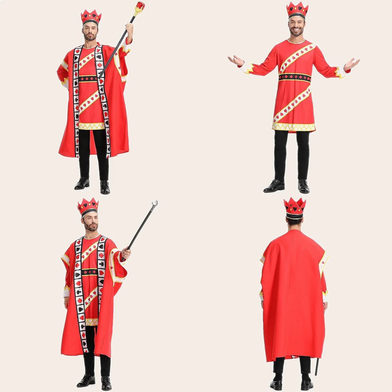 

Halloween King Costume Red Poker King Outfit for Family Matching Stage Performance
