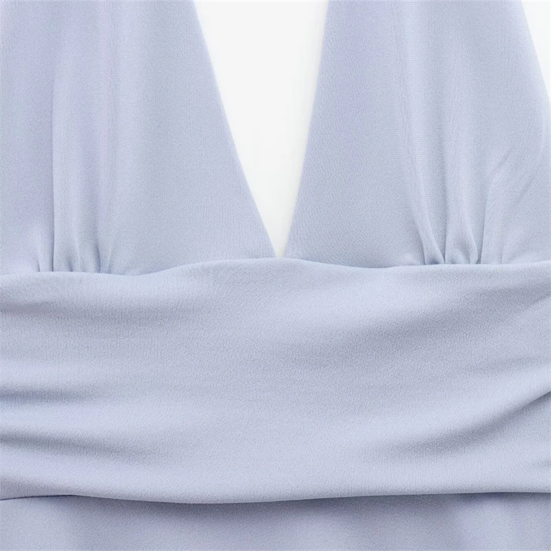 KEYANKETIAN 2025 Zomer Nieuwe vrouwen Halter V-hals Backless Slanke Mini Jurk Effen kleur Mode Sexy Mouwloze A-lijn Jurken