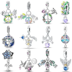 NEW 925 Sterling Silver Tree Peace Dove Olive Branch Love And Peace Charms Beads 3mm DIY Fine Jewelry Making