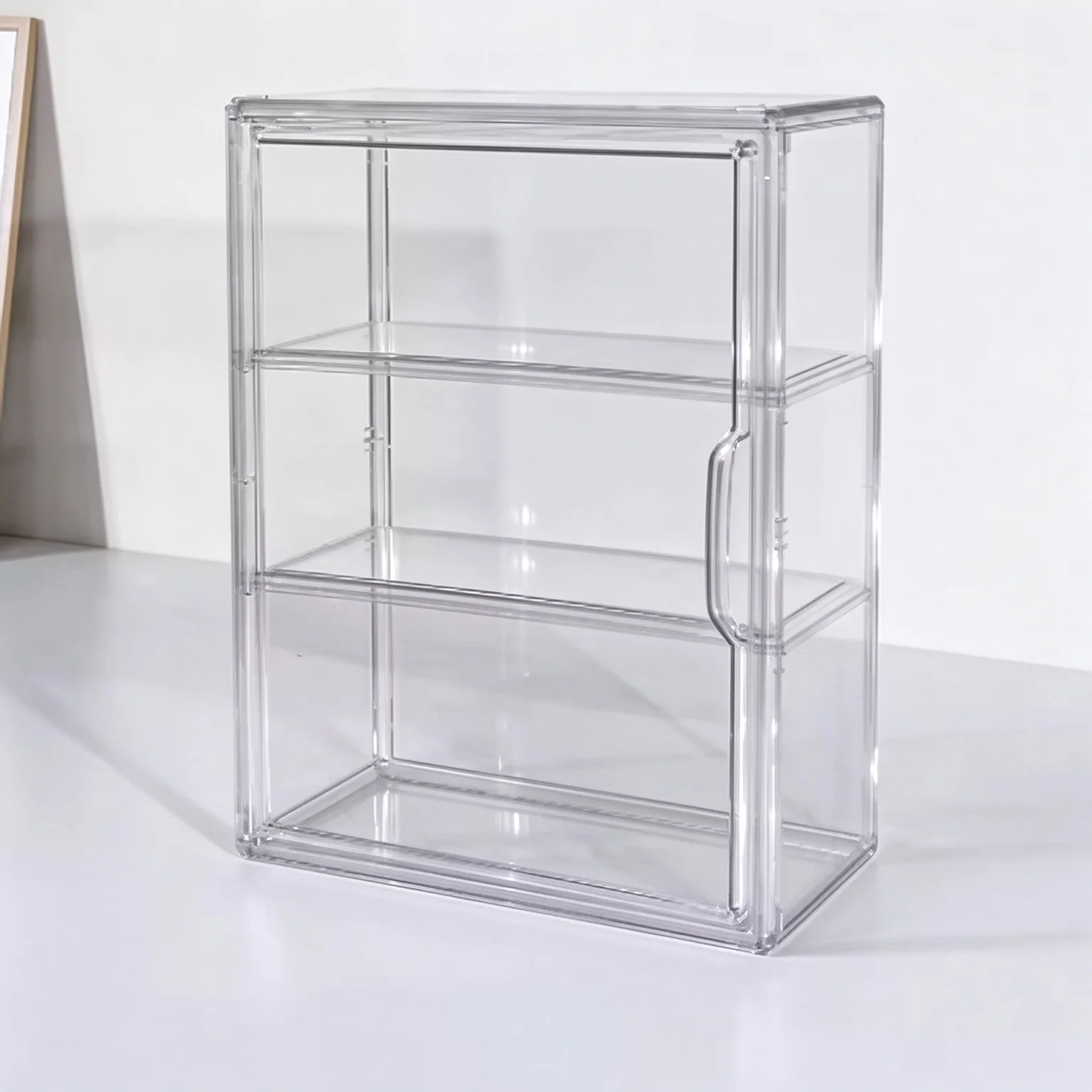 2 or 3 Tier Clear Acrylic Display Cabinet, Dustproof Desktop Storage Organizer Box for Dolls Figurines Collectibles Home Decorat