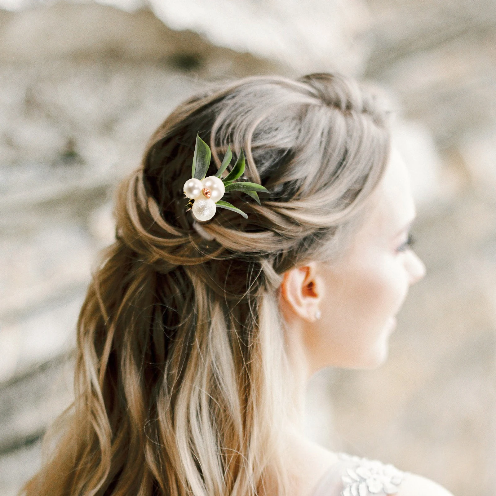 

3pcs Green U Shape Metal Pearl Hair Pins Imitation Leaf Bridal Wedding Decorative Hairpin For Updos Braids Handmade Headdress