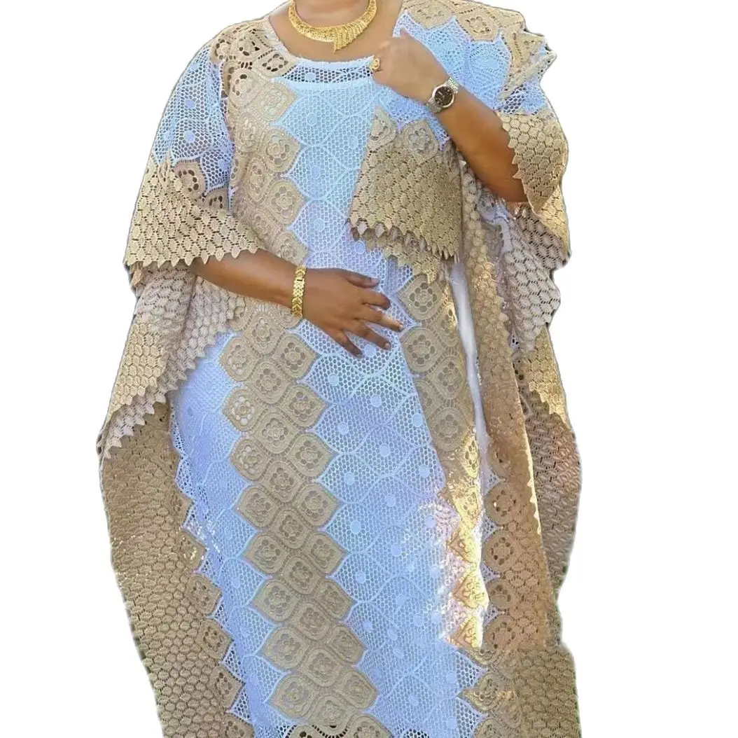 MAMADA L7590 – vêtements africains pour femmes, Dashiki, Abaya, élégant, longues robes de soirée Maxi + jupe intérieure, taille libre, soirée