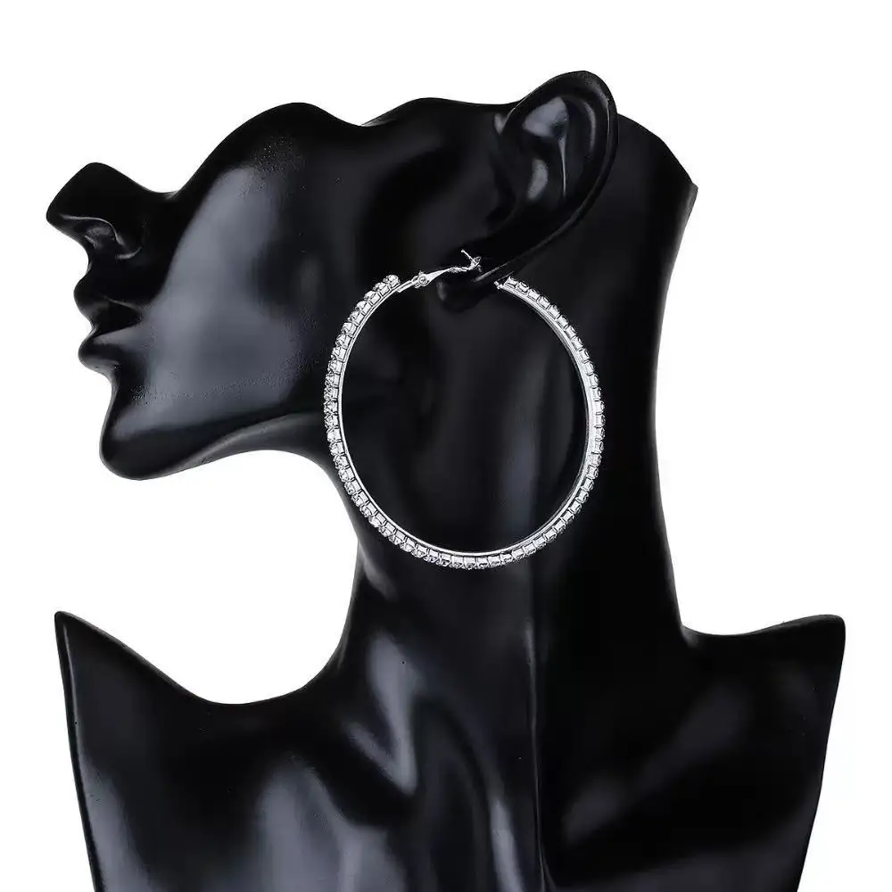 Fashion 925 Silver Women Hoop Earrings Paved with Cubic Zirconia for Wedding Party Jewelry