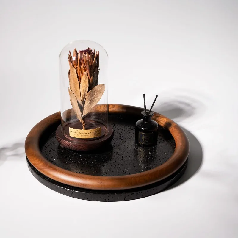 

New Chinese Retro Desktop Decoration Art Tray Fruit Tray Living Room Office Craft Decoration